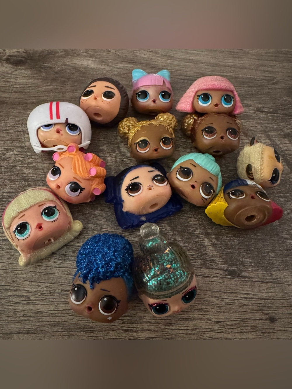L.O.L. Surprise! Doll Head Replacement Parts Lot of 11 - Glitter Hair 2"